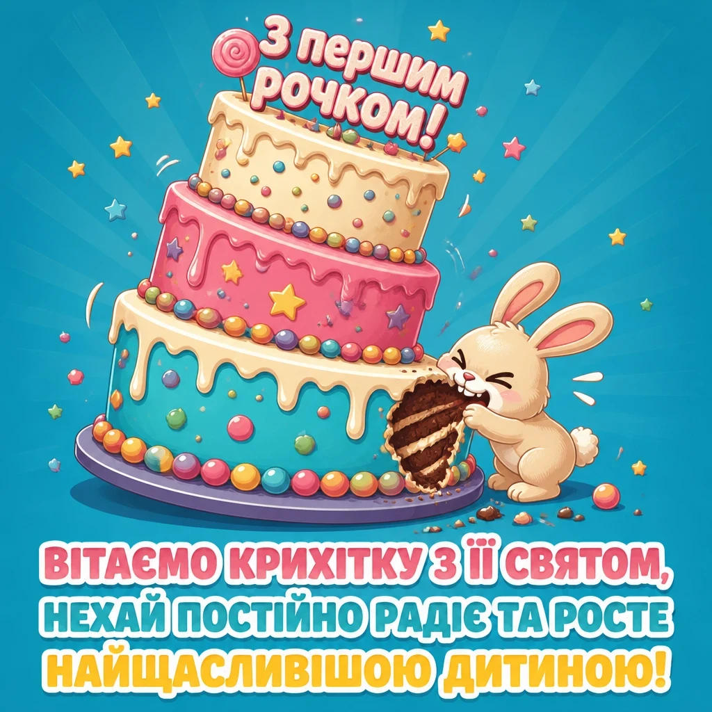 гарне привітання на 1 рік дівчинці