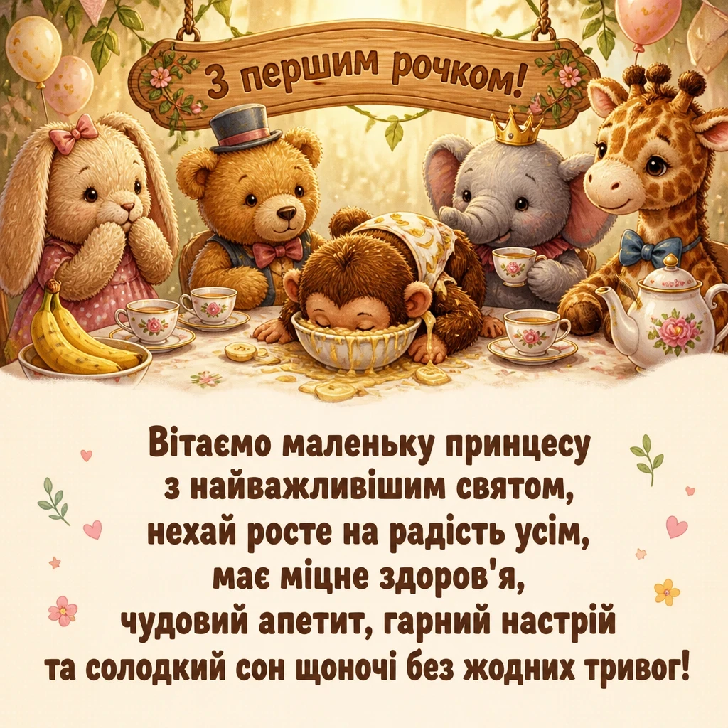 гарне привітання на 1 рік дівчинці