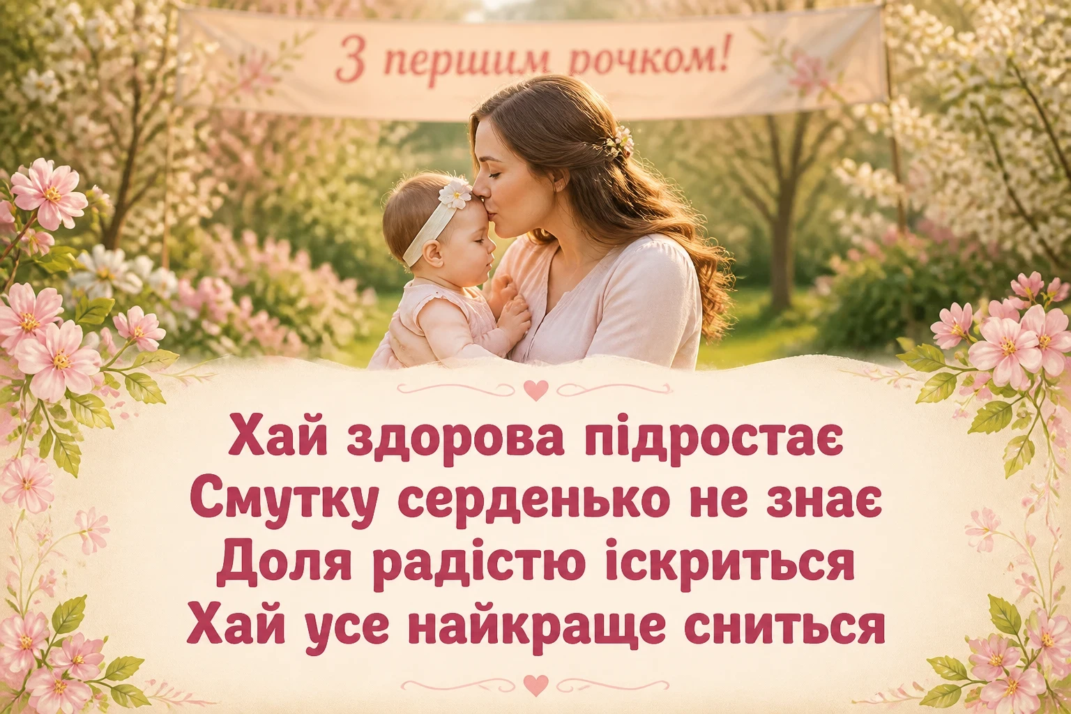гарне привітання на 1 рік дівчинці