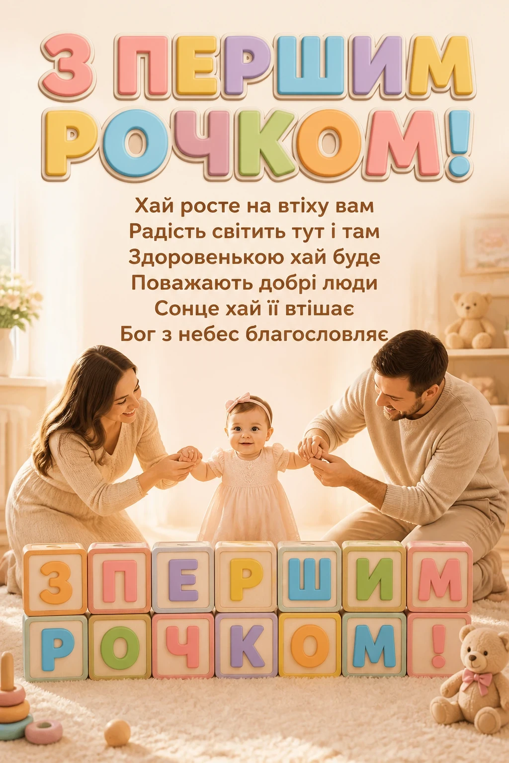 гарне привітання на 1 рік дівчинці