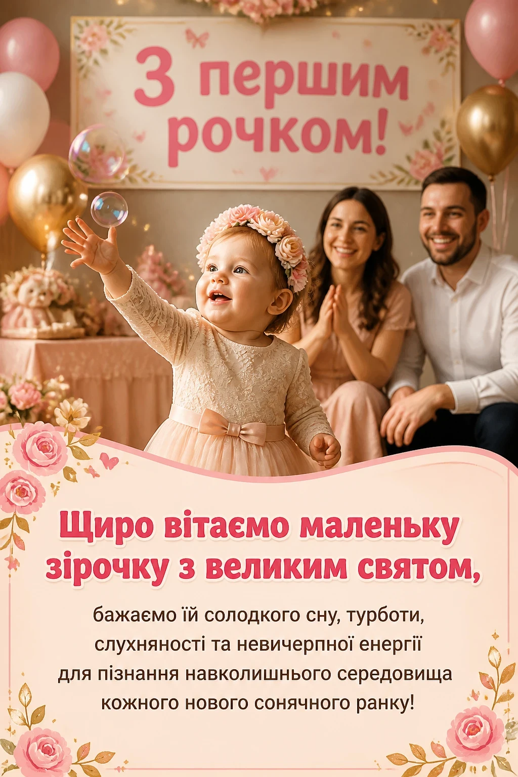 гарне привітання на 1 рік дівчинці