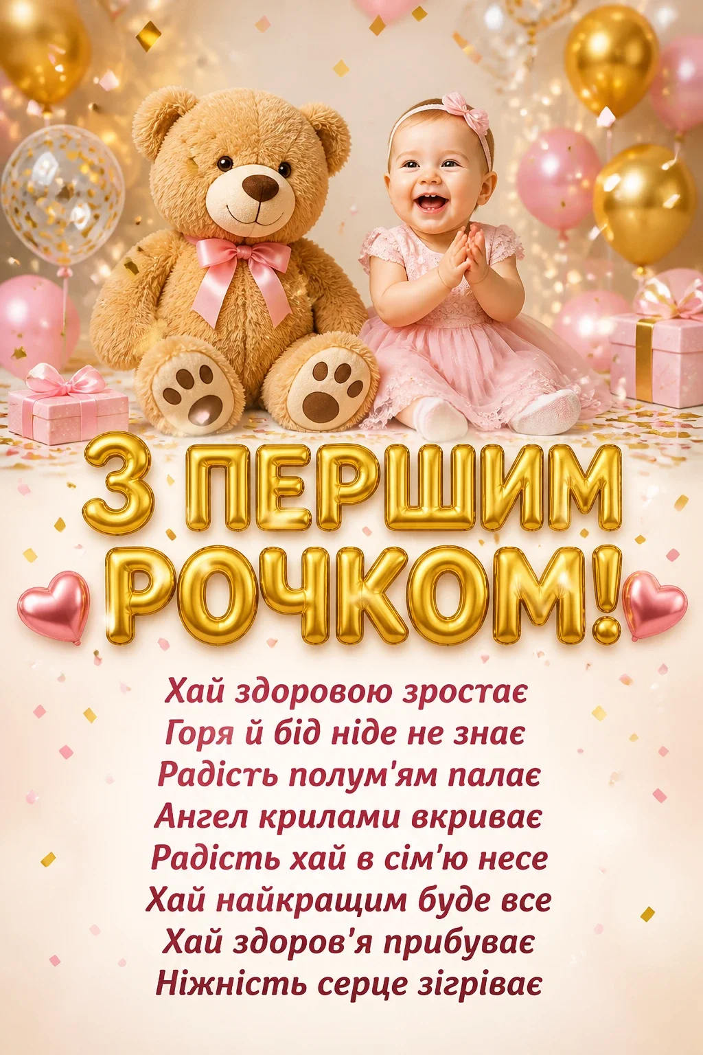 гарне привітання на 1 рік дівчинці