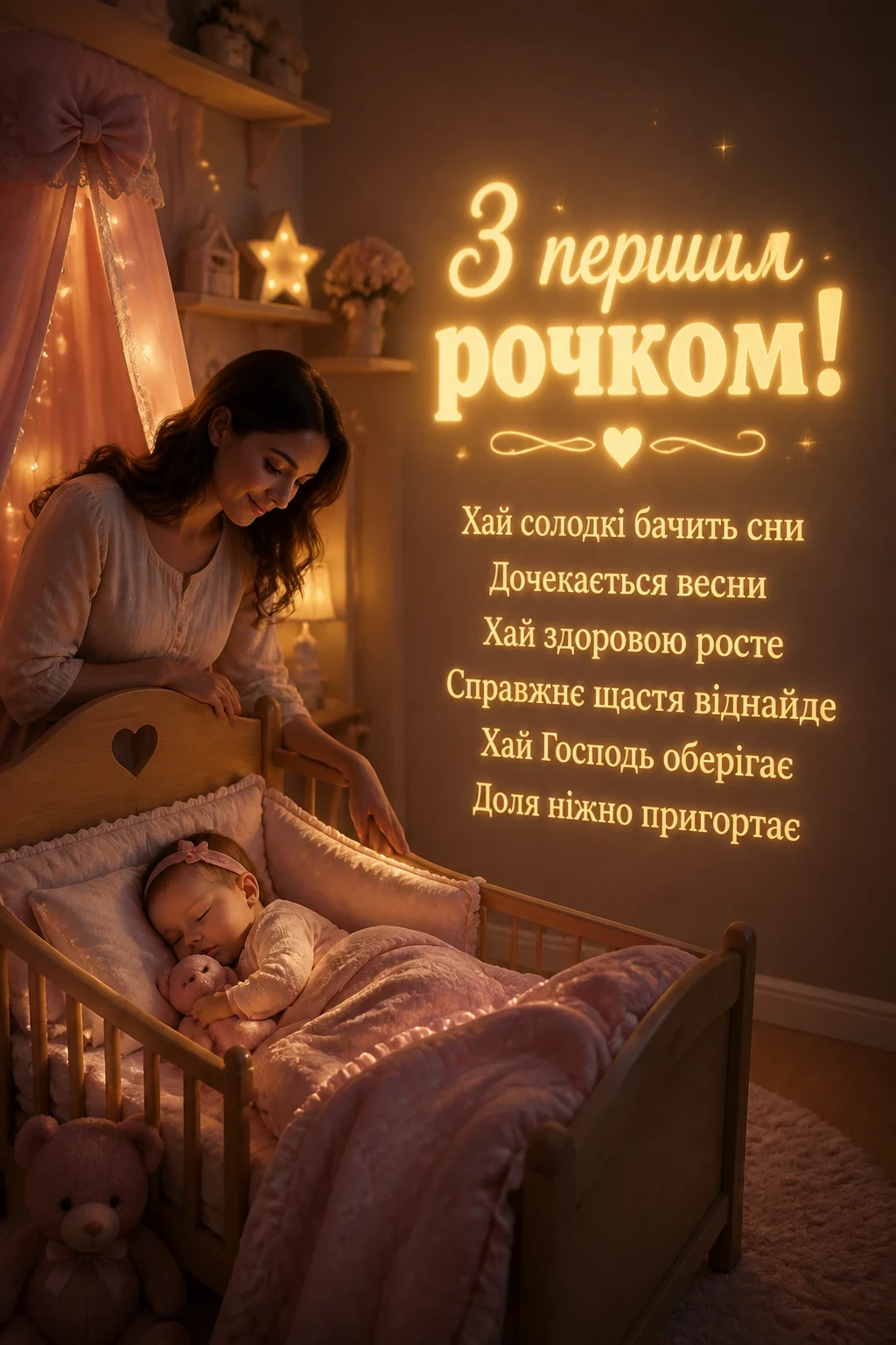 гарне привітання на 1 рік дівчинці